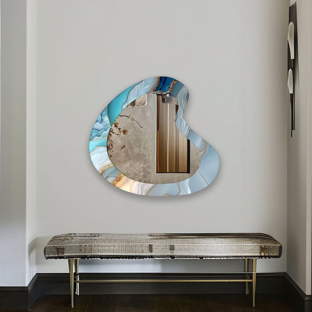 Unique Blue Marbled Aesthetic Wall Mirror