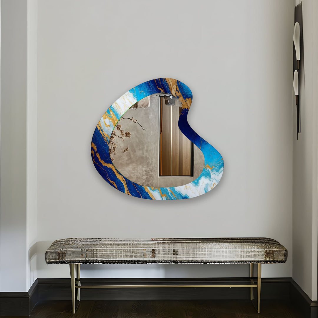 Blue Marble Aesthetic Glass Wall Mirror