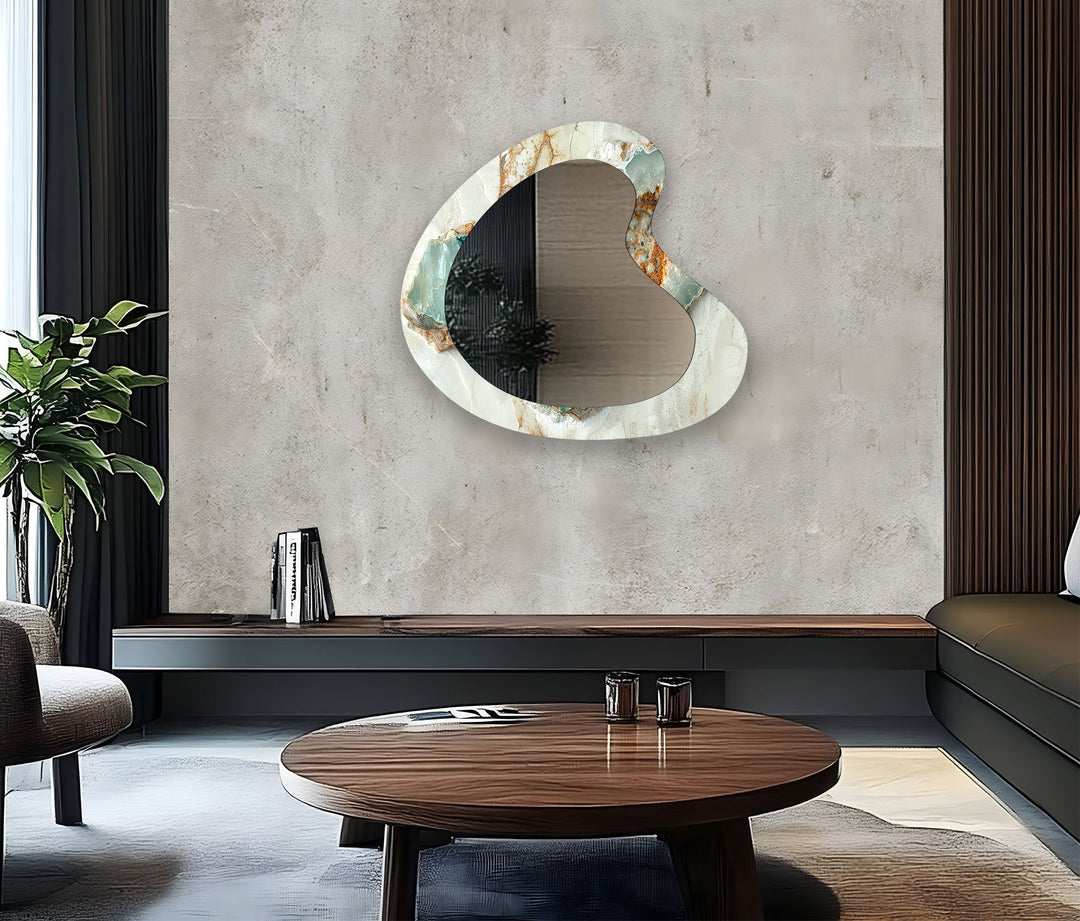 Elegant White Marble Decorative Wall Mirror