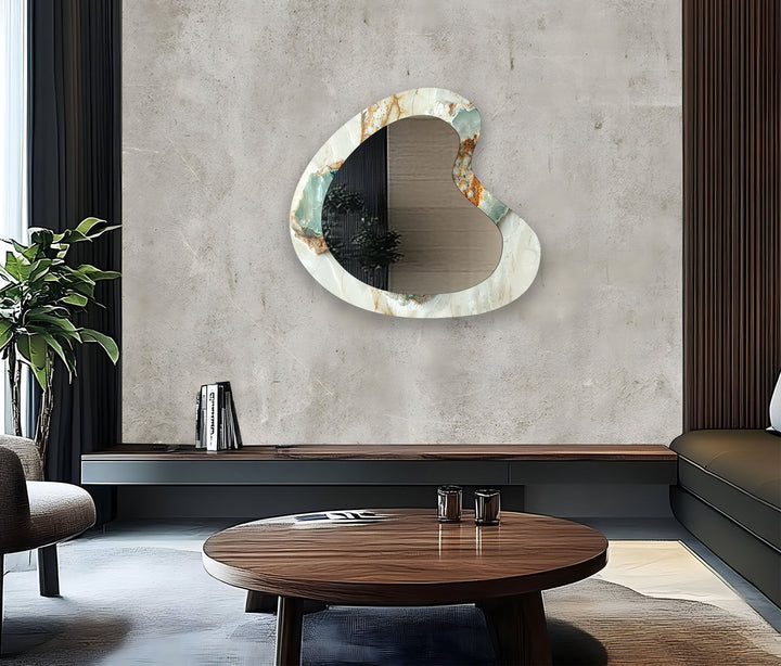 Elegant White Marble Decorative Wall Mirror