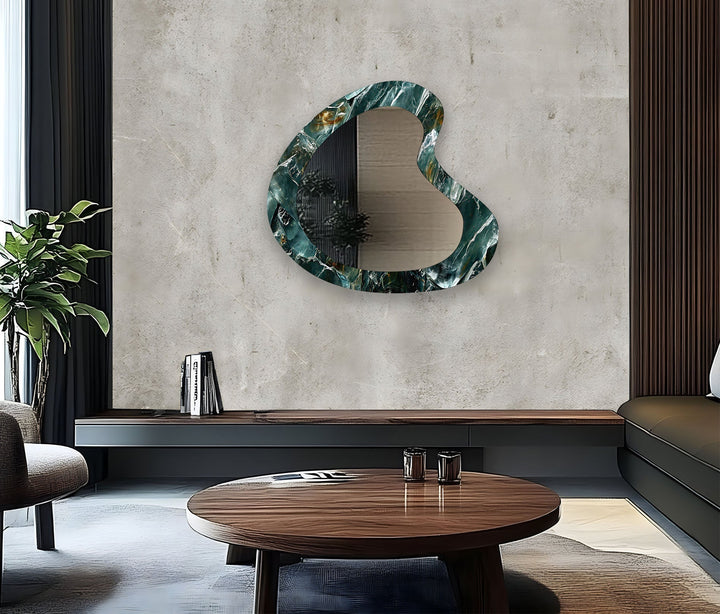 Green Elegant Marble Modern Wall Mirror