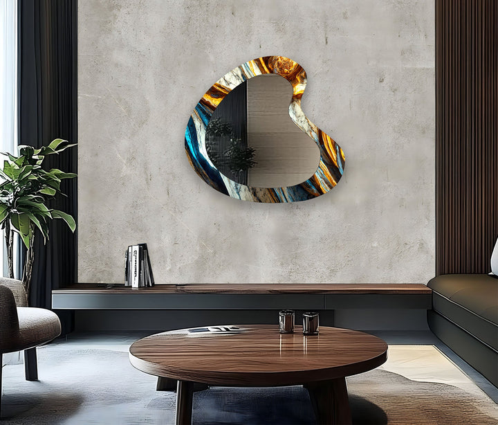 Gold Accent Marble Irregular Wall Mirror