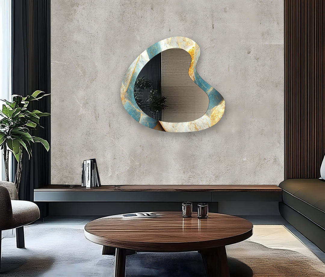 Turquoise & Gold Marble Bathroom Wall Mirror