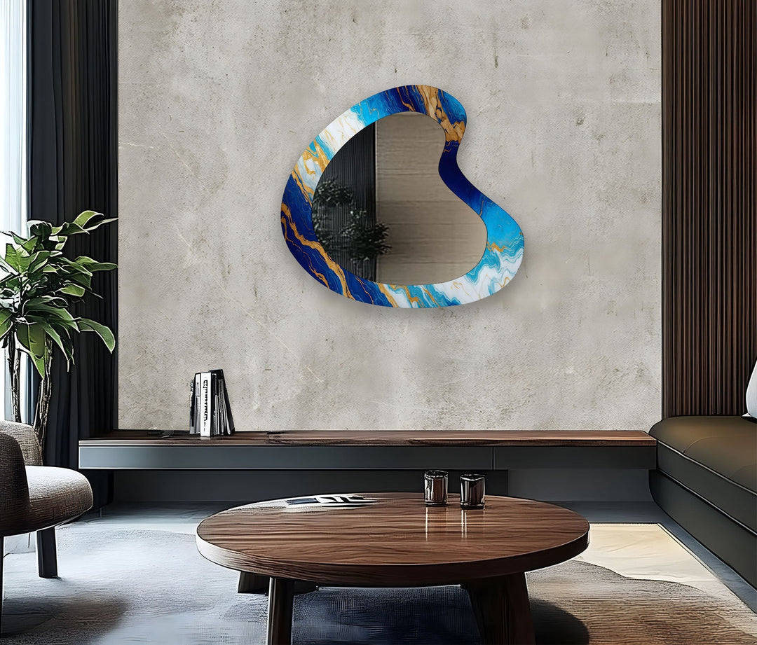 Blue Marble Aesthetic Glass Wall Mirror