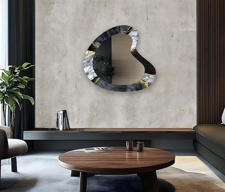 Black Marble Aesthetic Glass Wall Mirror