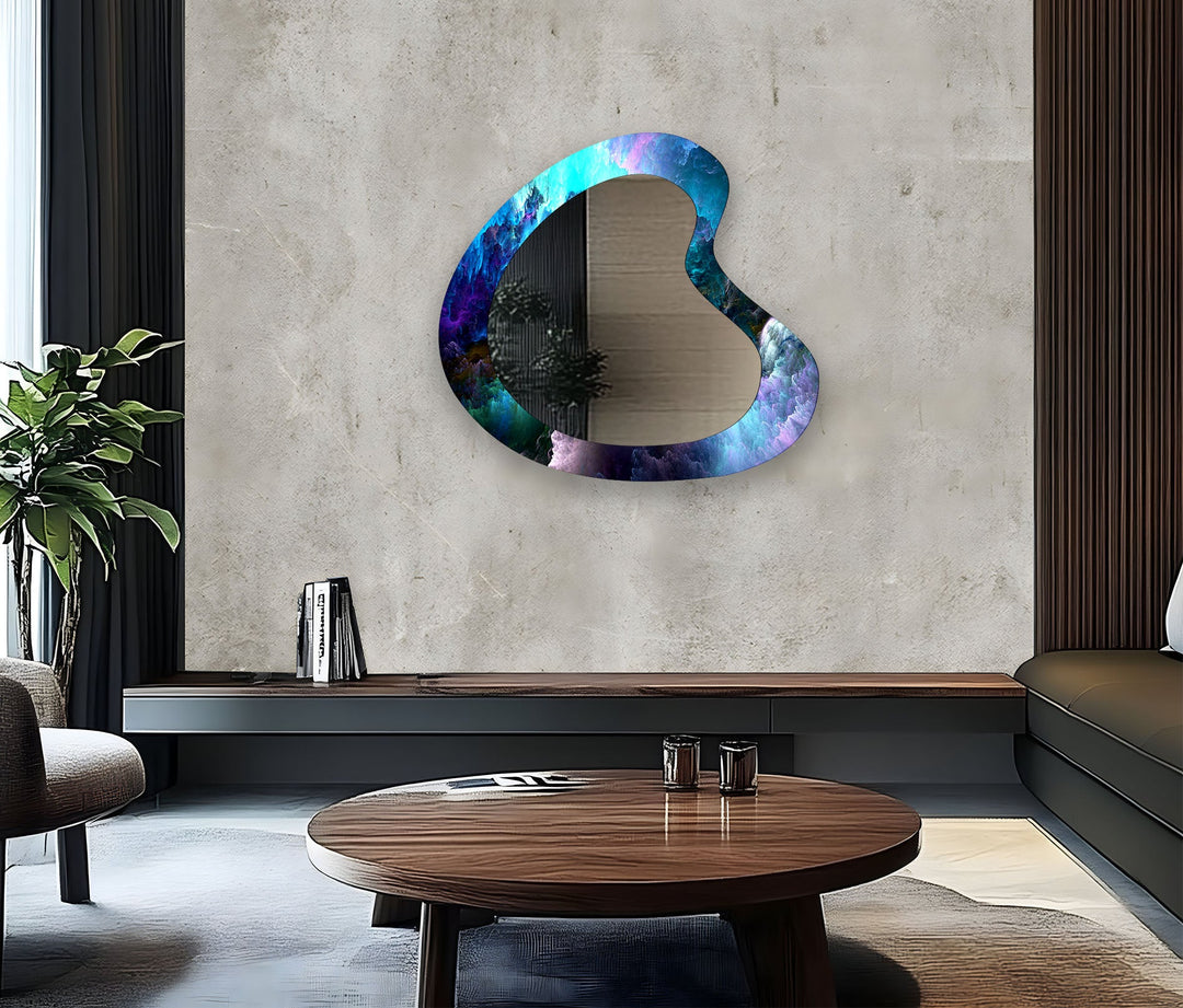 Vivid Blue Modern Irregular Wall Mirror