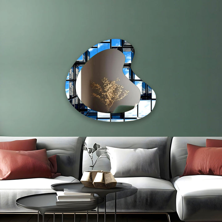 Modern Asymmetrical Glass Wall Mirror