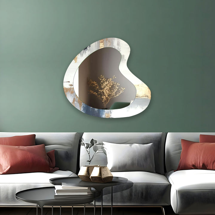 Gold Accent White Entryway Wall Mirror