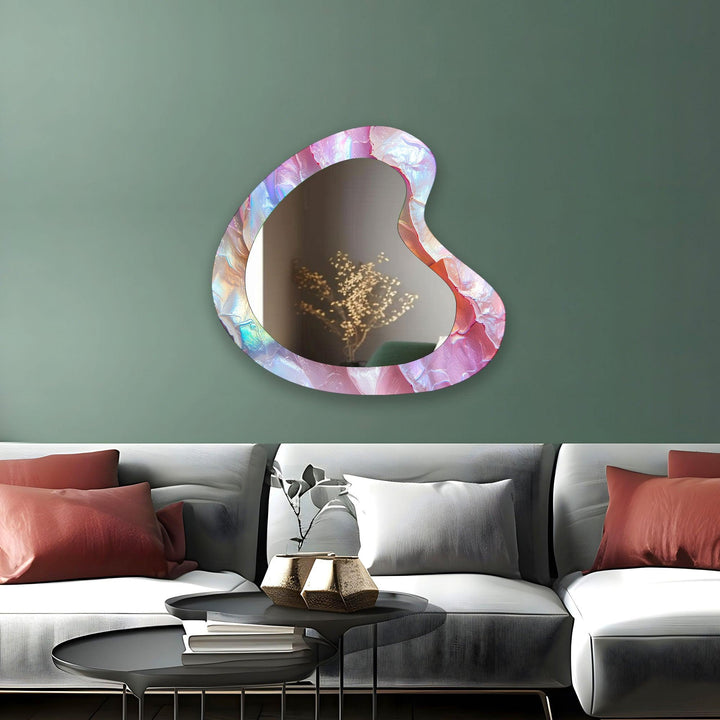 Vivid Pink Modern Glass Wall Mirror