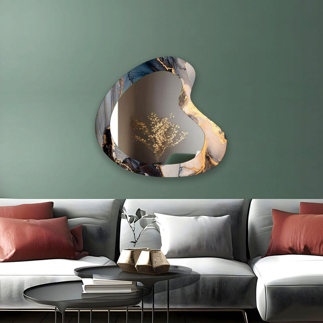 Modern Gold Abstract Small Wall Mirror