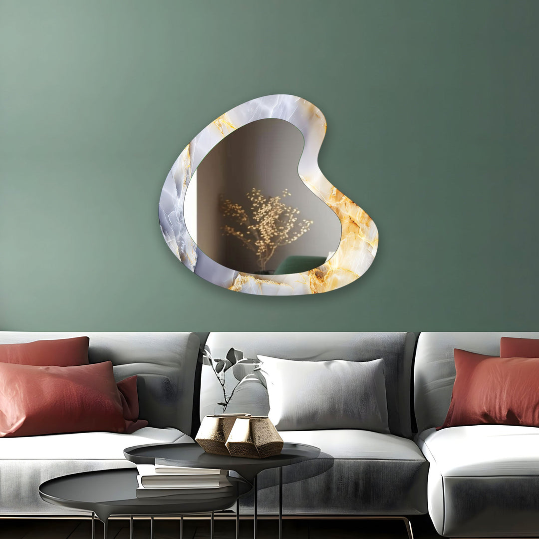 Mirror wall decor combining reflective surfaces and artistic shapes for a stunning focal point
