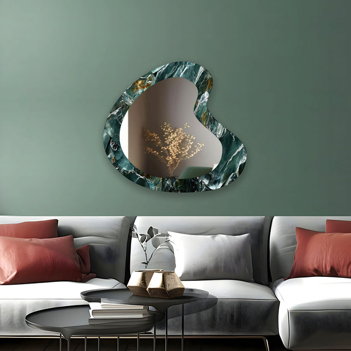 Green Elegant Marble Modern Wall Mirror