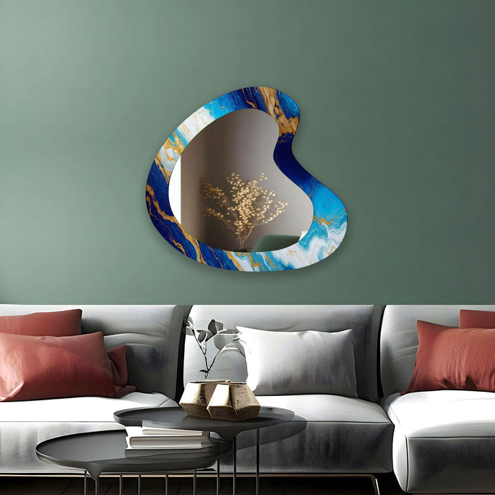 Blue Marble Aesthetic Glass Wall Mirror