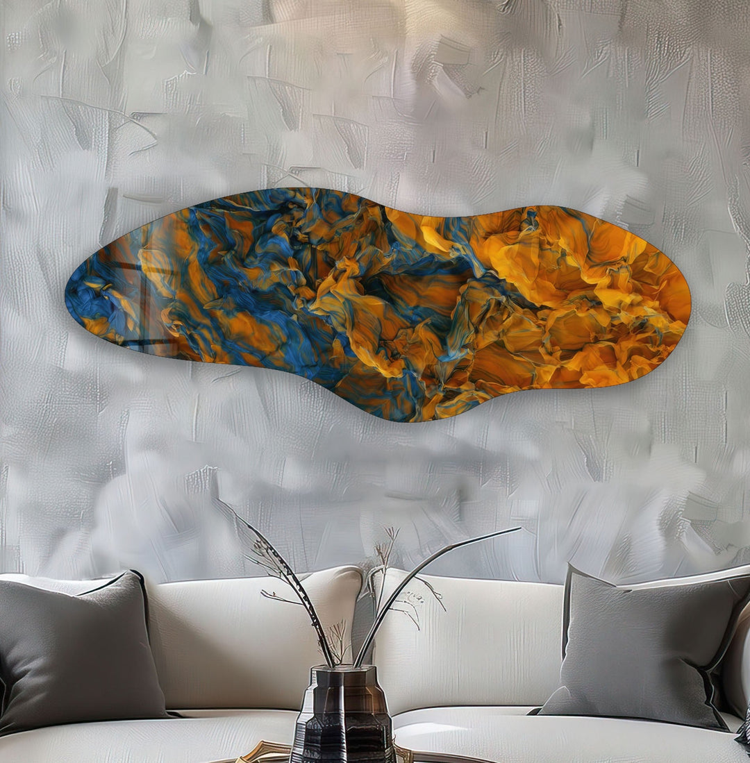 Irregular Asymmetrical Vivid Orange Glass Wall Art glass pictures for Wall, glass prints wall art
