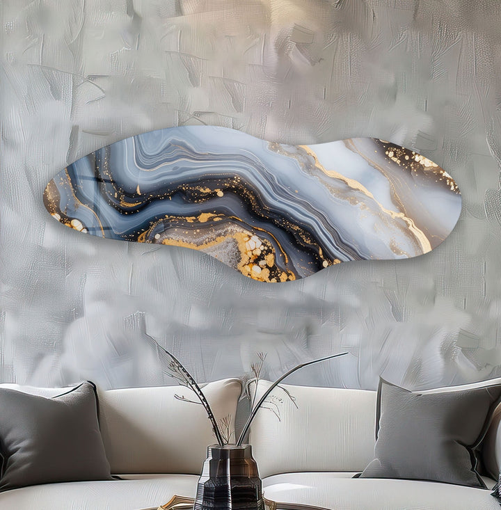 Irregular Asymmetrical White & Gold Glass Wall Art art glass wall art, glass wall art pictures
