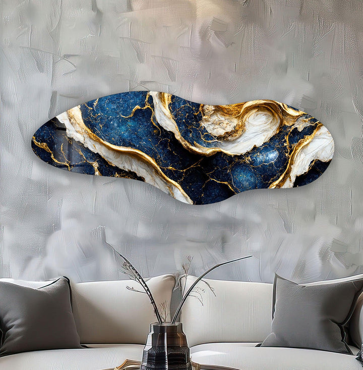 Irregular Asymmetrical Navy Blue Glass Wall Artart glass wall art, glass wall art pictures
