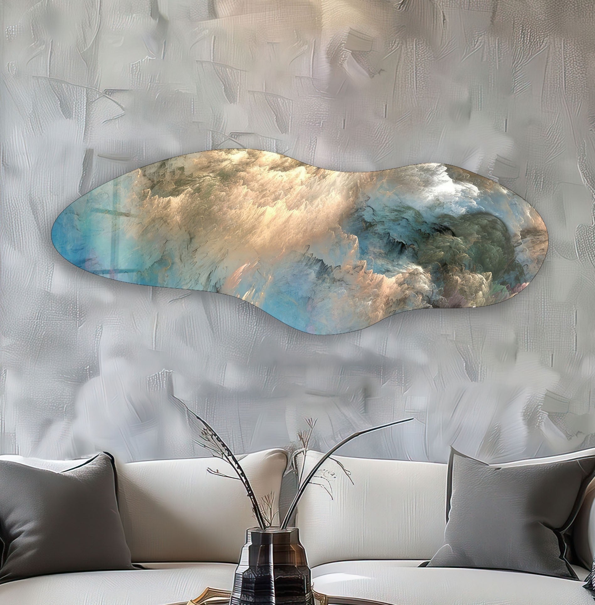 Irregular Asymmetrical Alcohol Ink Blue Glass Wall Art glass photo prints, glass picture prints
