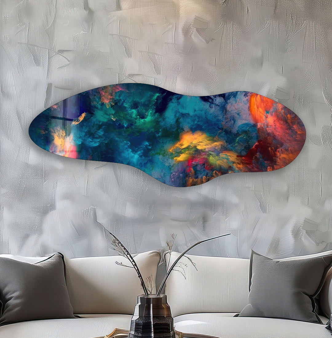 Irregular Asymmetrical Color Bomb Glass Wall Art glass pictures for Wall, glass prints wall art
