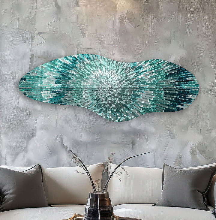 Turquoise Helix Irregular Glass Wall Art, glass art painting, glass art for the Wall
