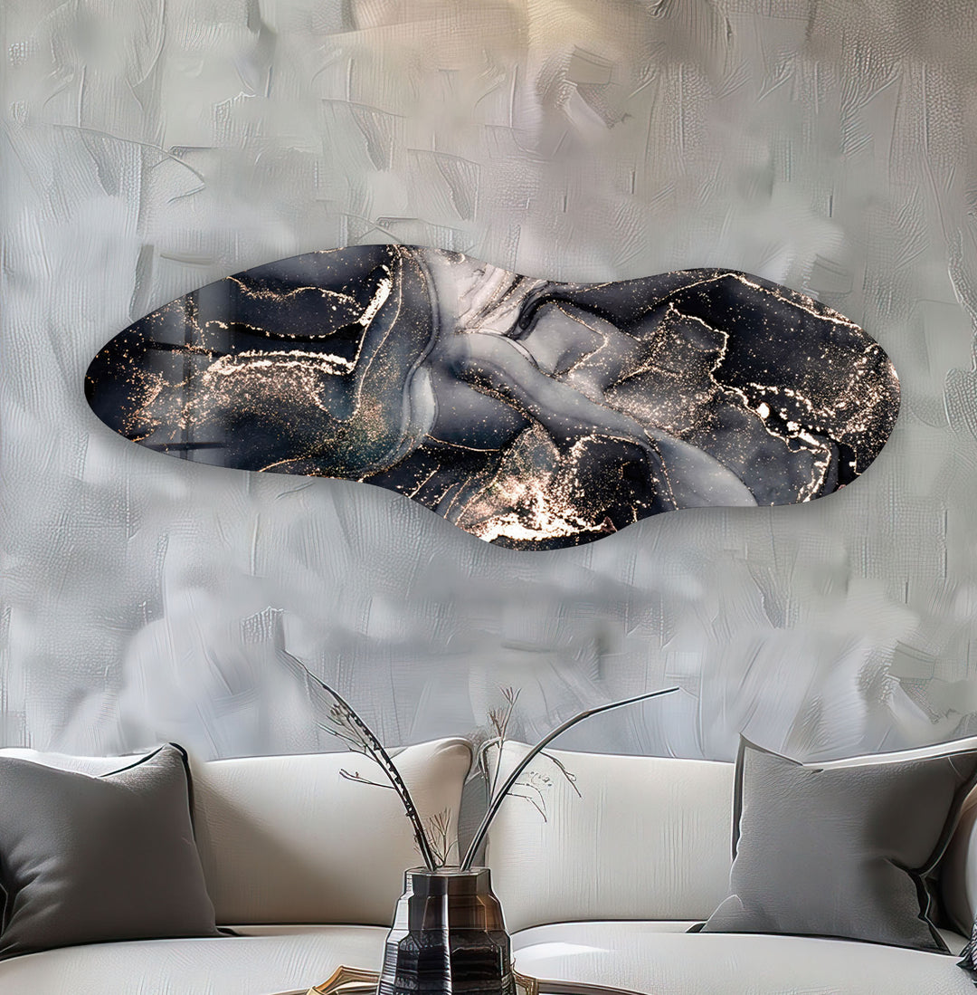 Black Alcohol Ink Irregular Glass Wall Art, Glass Printing Wall Art, Print photos on glass
