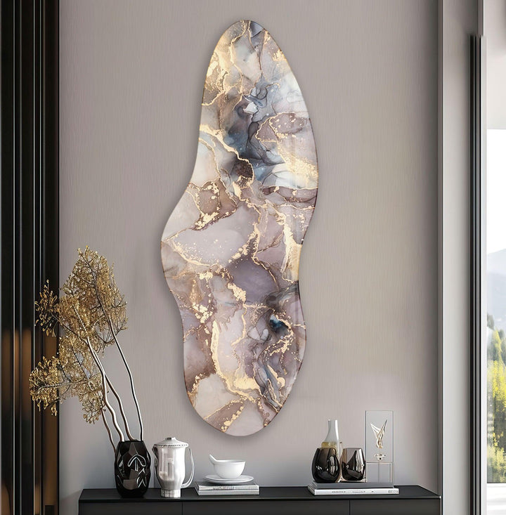 Irregular Asymmetrical Marble Design Glass Wall Art custom glass pictures, glass art prints
