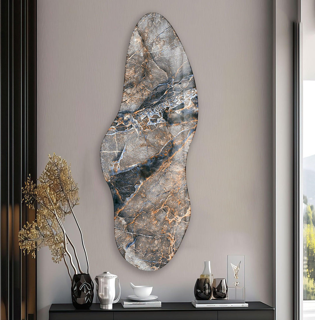 Irregular Asymmetrical Brown Abstract Glass Wall Art stained glass wall art, stained glass wall decor
