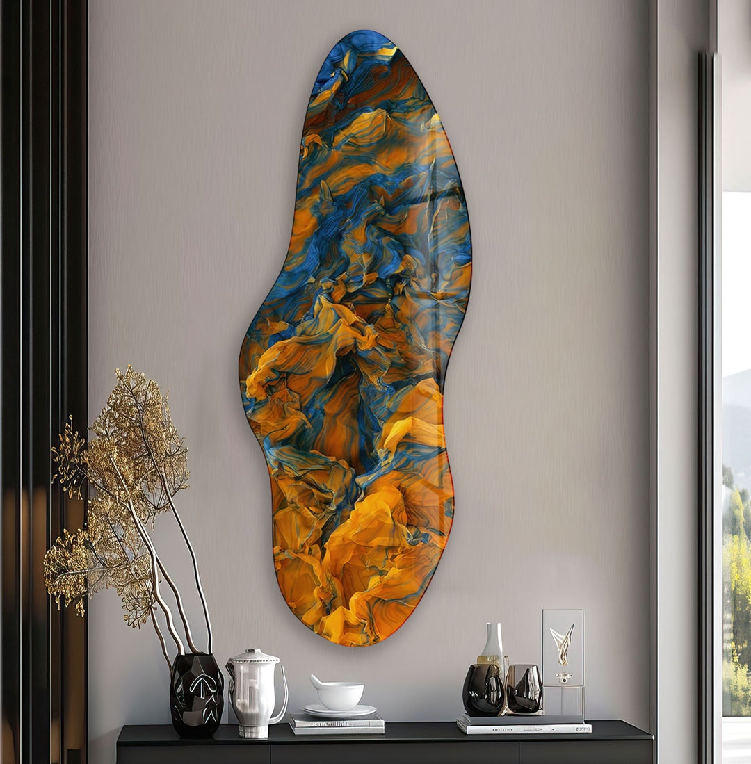 Irregular Asymmetrical Vivid Orange Glass Wall Art glass image printing, glass prints from photos
