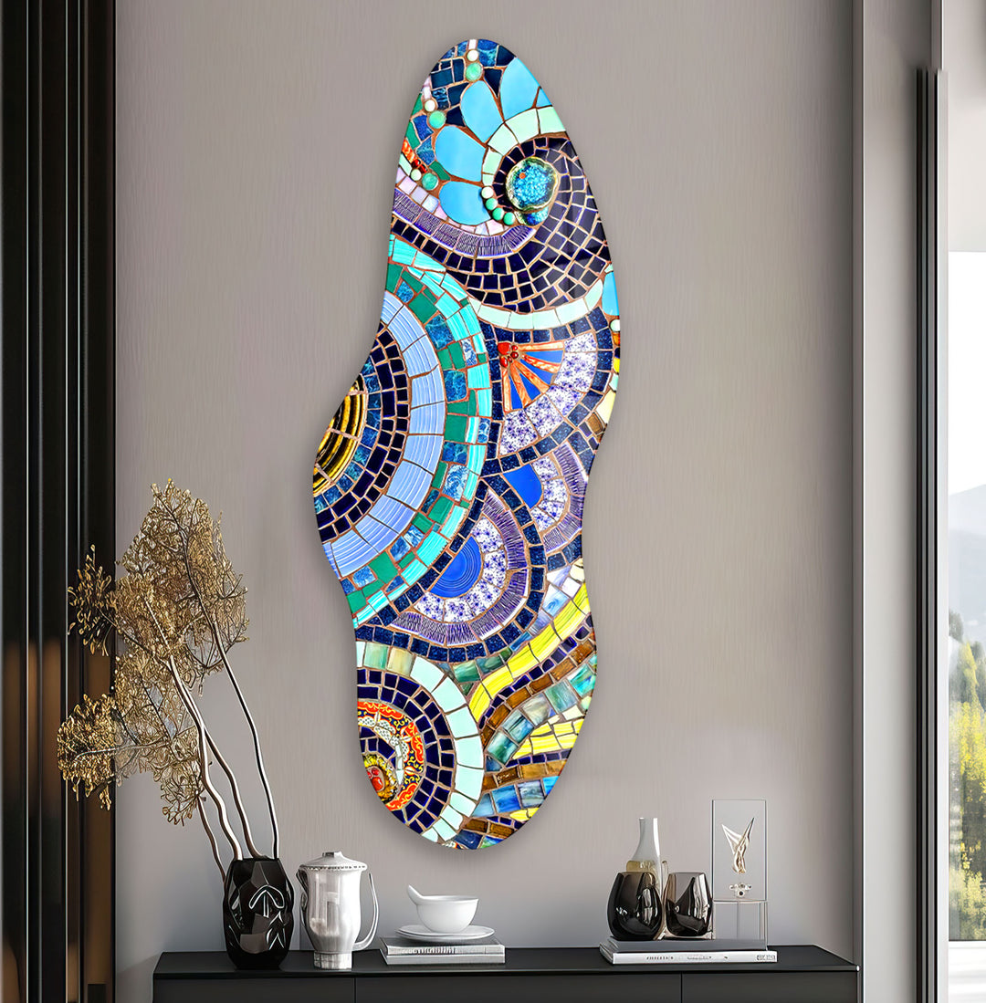 Purple Mosaic Asymmetrical Glass Wall Art, art glass wall art, glass wall art pictures
