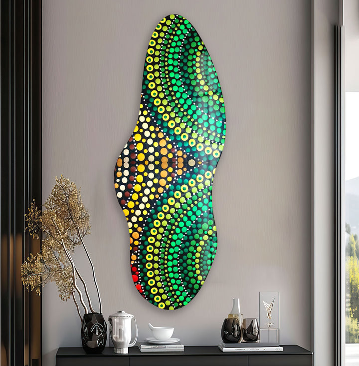 Green Mosaic Decorative Irregular Glass Wall Art, glass image printing, glass prints from photos
