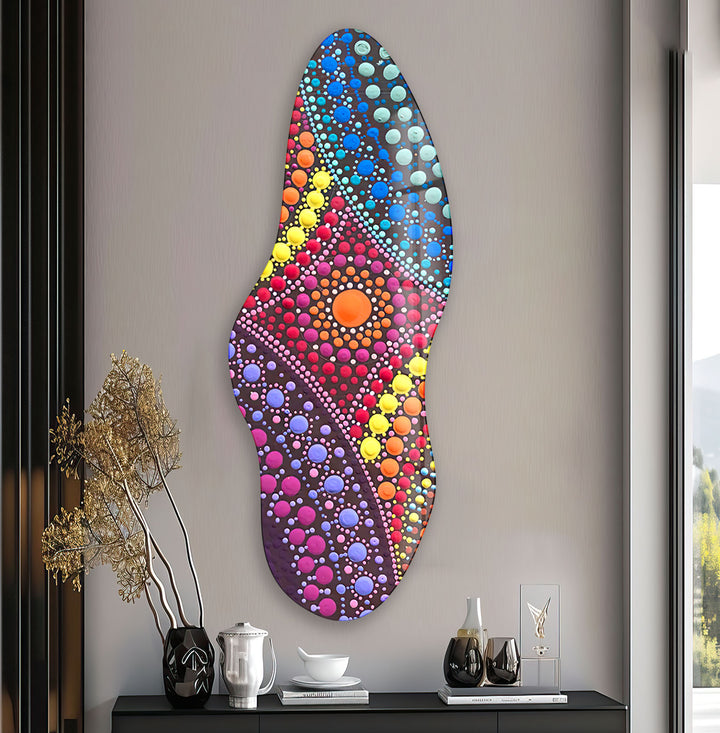 Pink Mosaic Decorative Irregular Glass Wall Art, Glass Printing Wall Art, Print photos on glass
