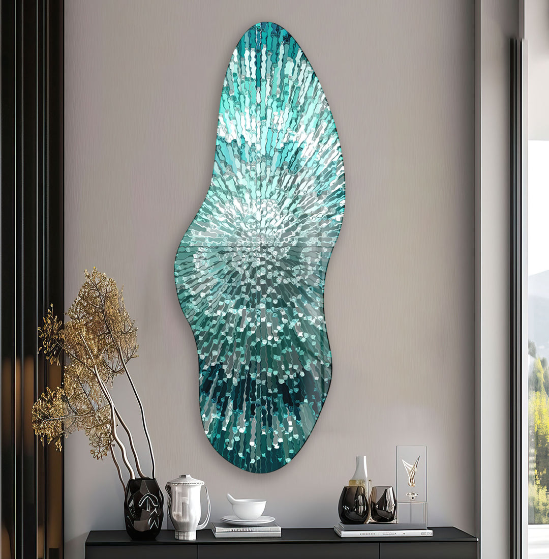 Turquoise Helix Irregular Glass Wall Art, glass image printing, glass prints from photos
