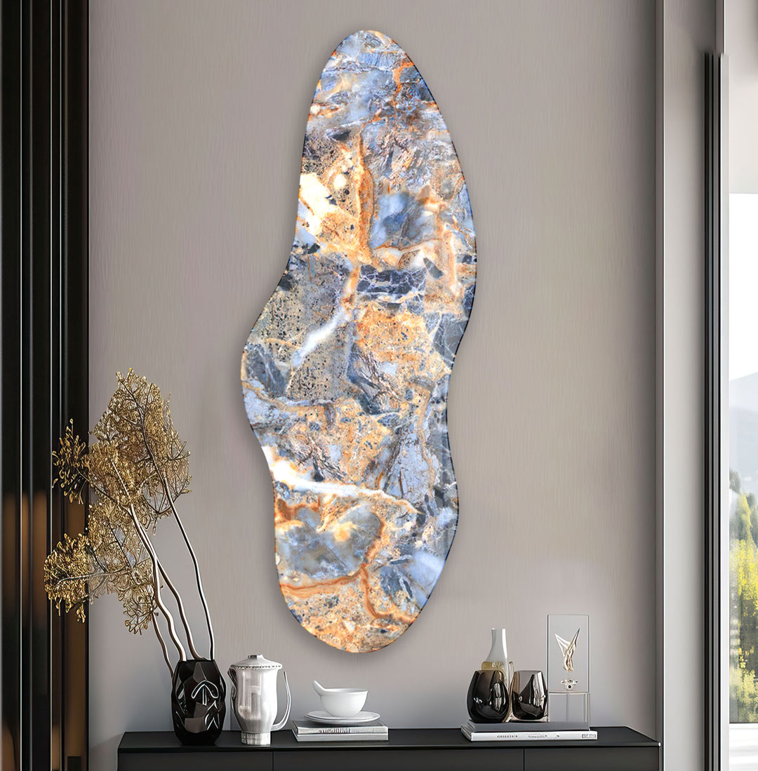 Blue Marble Pattern Irregular Glass Wall Art, art glass wall art, glass wall art pictures
