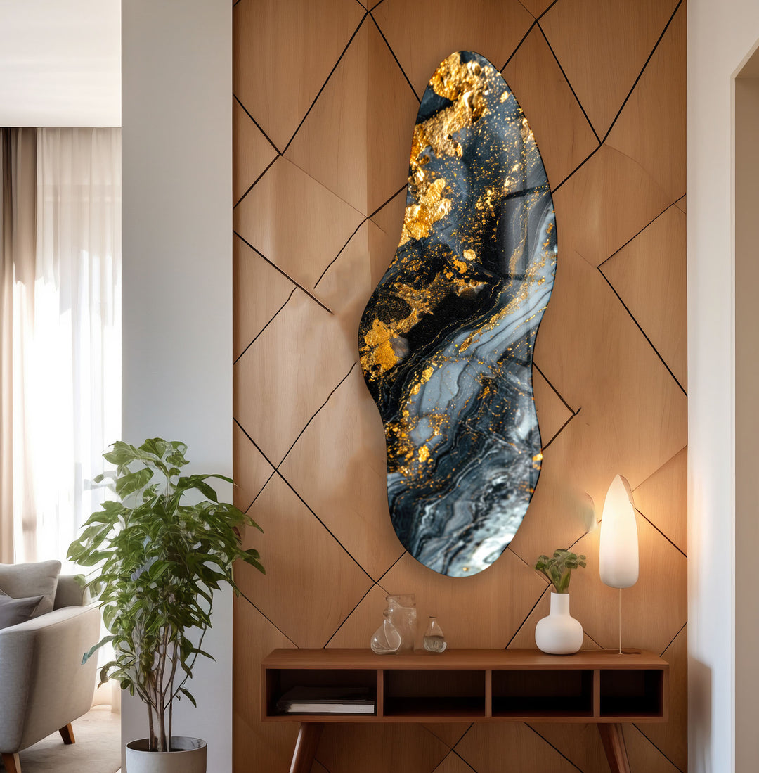 Gold Marble Irregular Glass Wall Art, glass photo prints, glass picture prints
