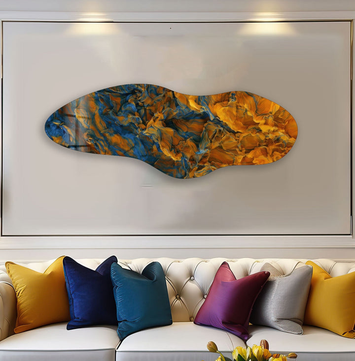 Irregular Asymmetrical Vivid Orange Glass Wall Art Glass Printing Wall Art, Print photos on glass
