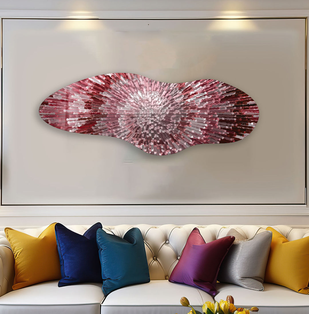 Abstract Red Helix Asymmetrical Glass Wall Art, glass art painting, glass art for the Wall
