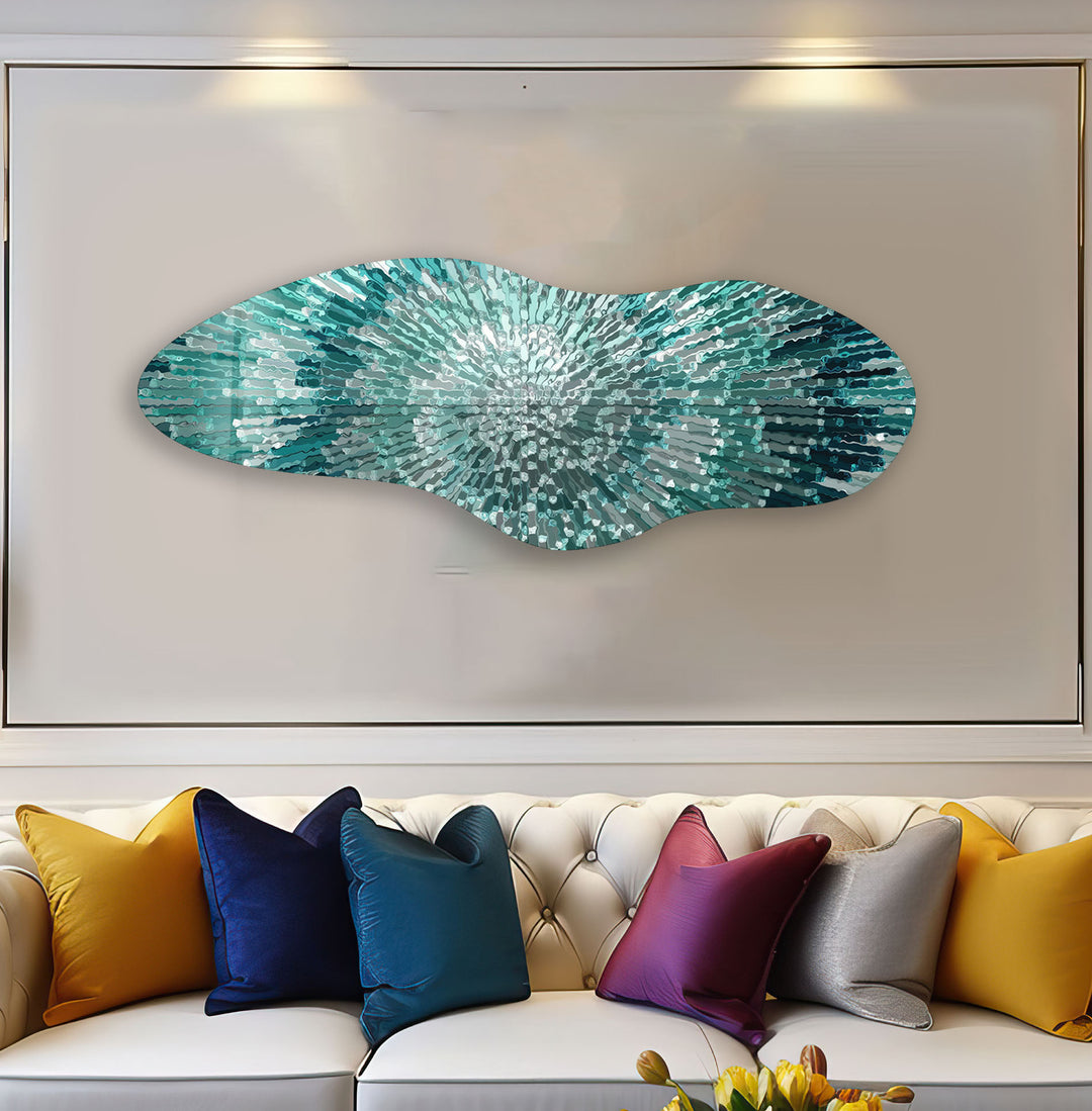 Turquoise Helix Irregular Glass Wall Art, print picture on glass, Tempered Glass Wall Art
