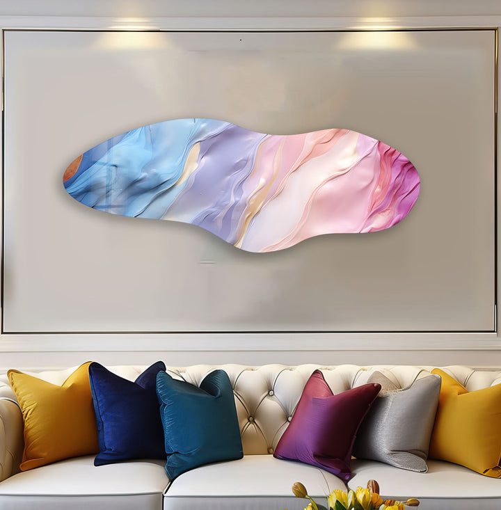 Stylish Pink Abstract Irregular Glass Wall Art, print on glass, glass printed photos
