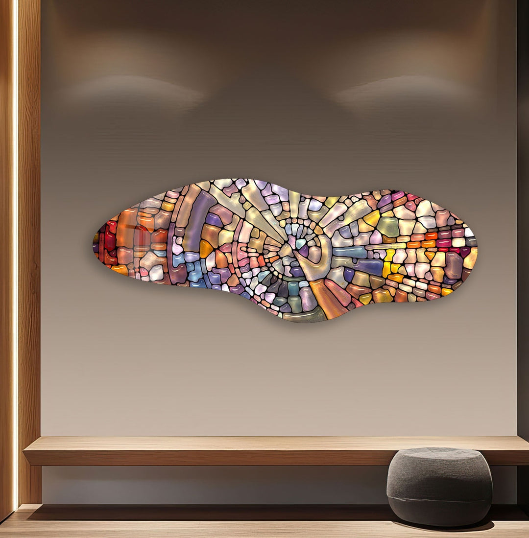 Irregular Asymmetrical Stained Stones Glass Wall Art glass art painting, glass art for the Wall
