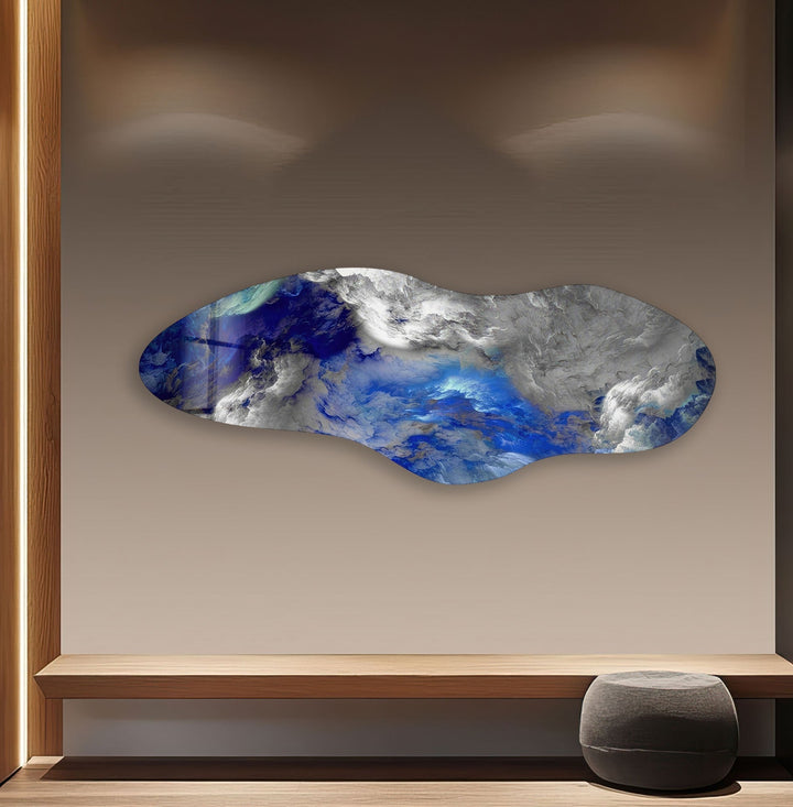 Irregular Asymmetrical Blue Smokey Glass Wall Art glass image printing, glass prints from photos
