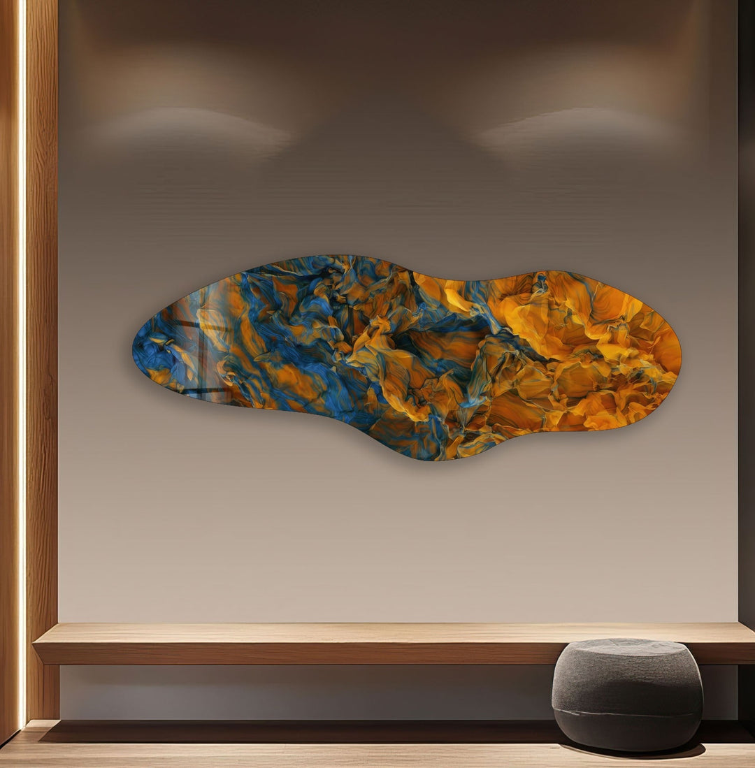 Irregular Asymmetrical Vivid Orange Glass Wall Art glass art painting, glass art for the Wall
