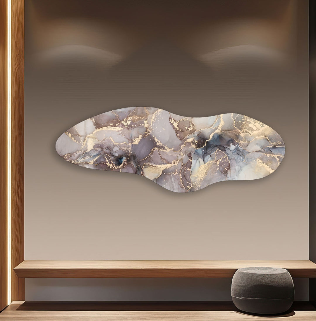 Irregular Asymmetrical Marble Design Glass Wall Art picture on glass wall art, photos printed on glass
