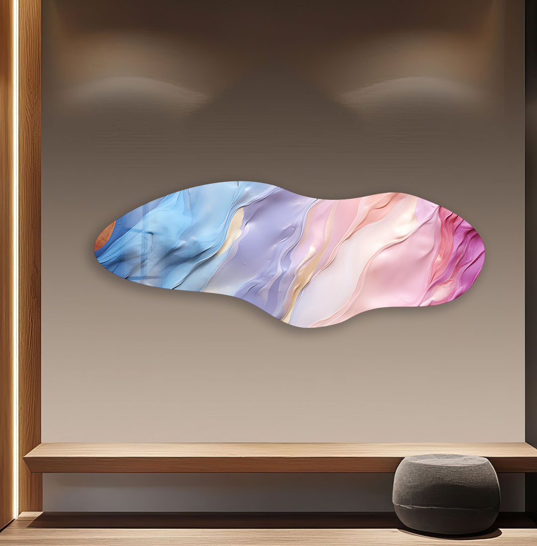 Stylish Pink Abstract Irregular Glass Wall Art, glass pictures for Wall, glass prints wall art
