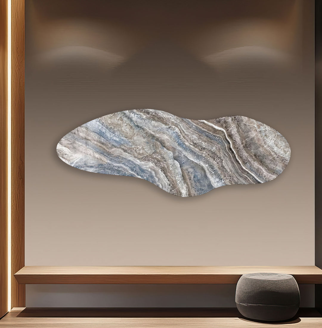 Decorative Blue Marble Irregular Glass Wall Art, print on glass, glass printed photos
