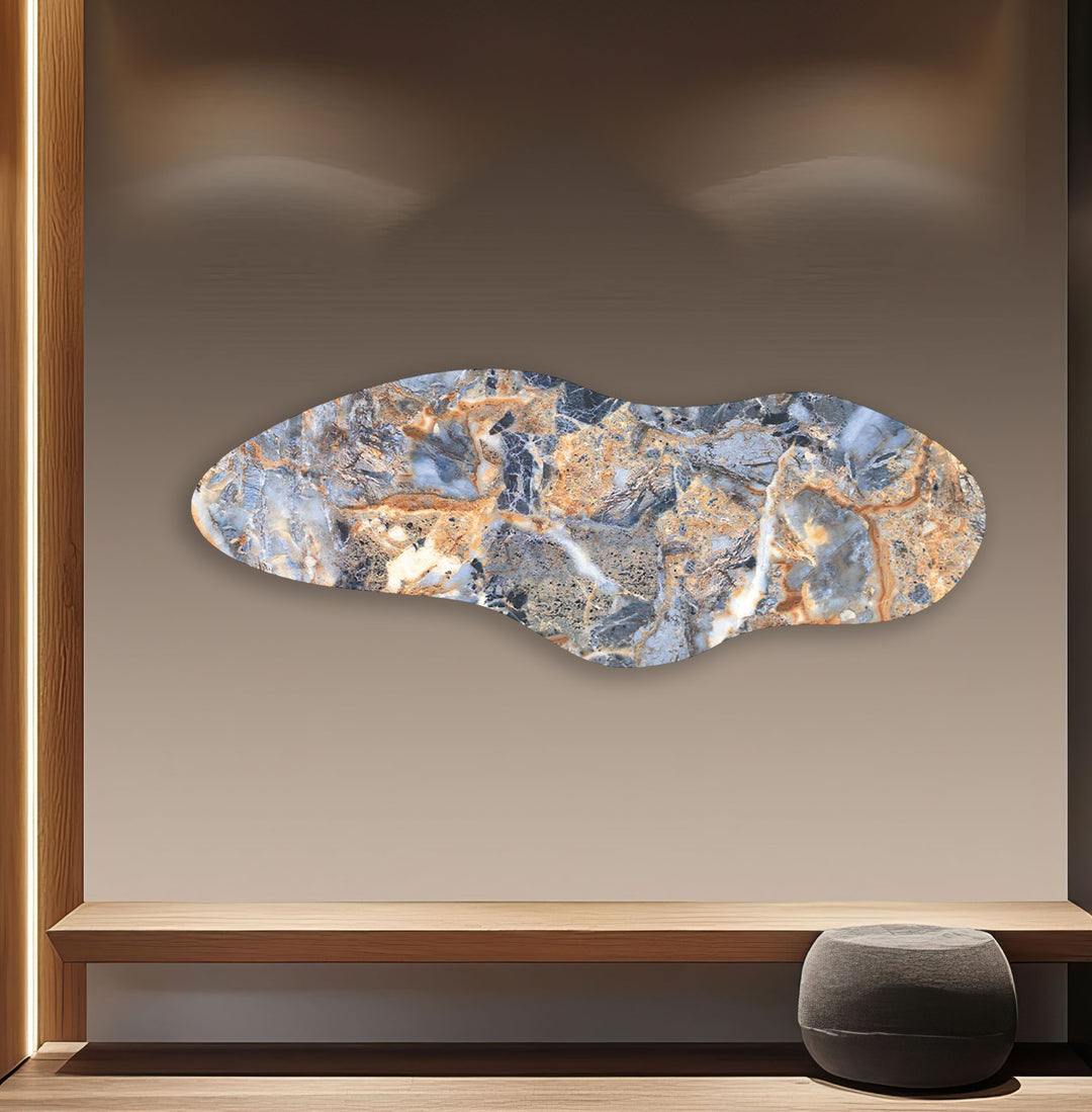 Blue Marble Pattern Irregular Glass Wall Art, print picture on glass, Tempered Glass Wall Art
