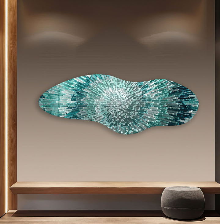 Turquoise Helix Irregular Glass Wall Art, glass photo prints, glass picture prints
