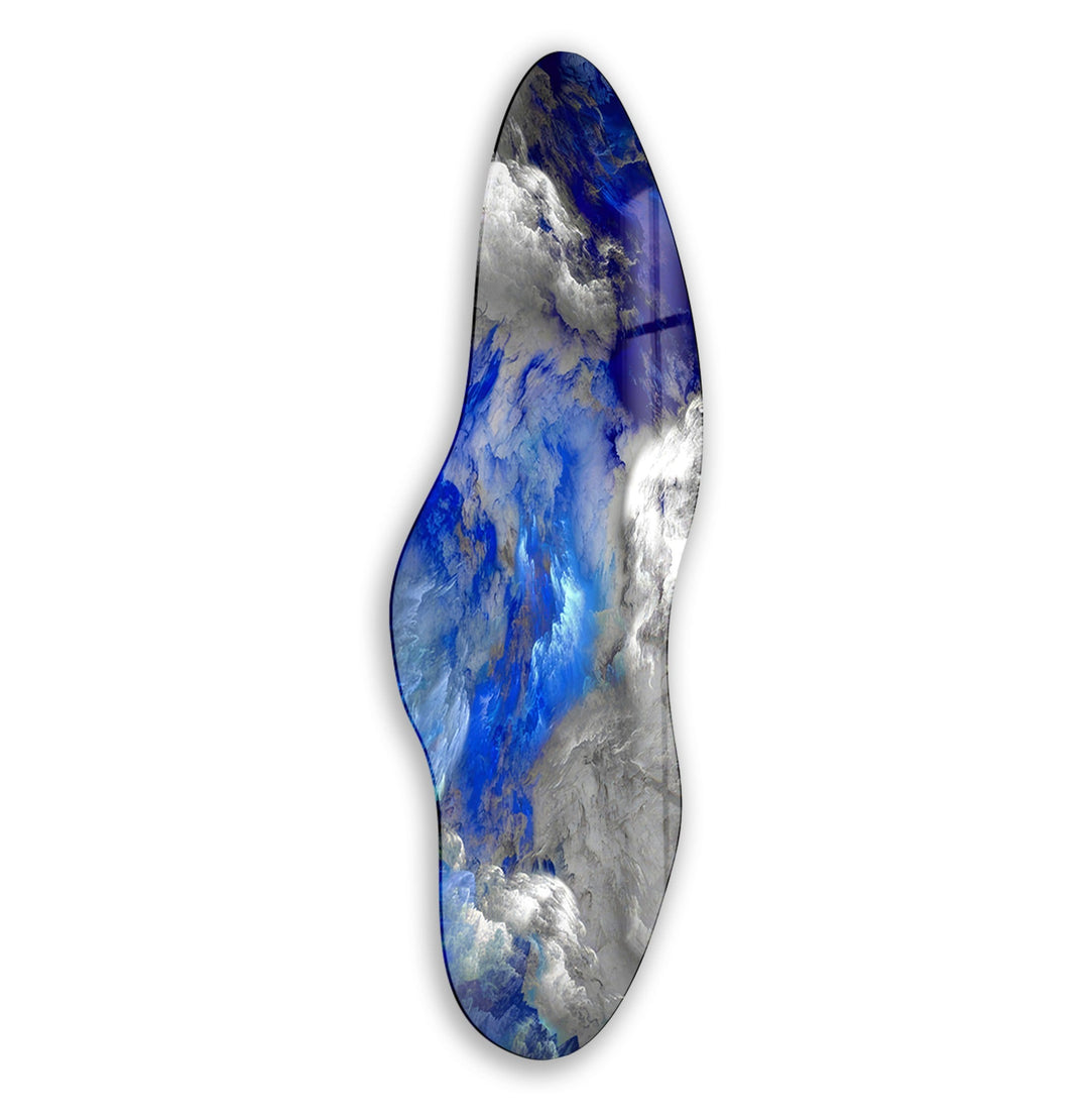 Irregular Asymmetrical Blue Smokey Glass Wall Art glass photo prints, glass picture prints
