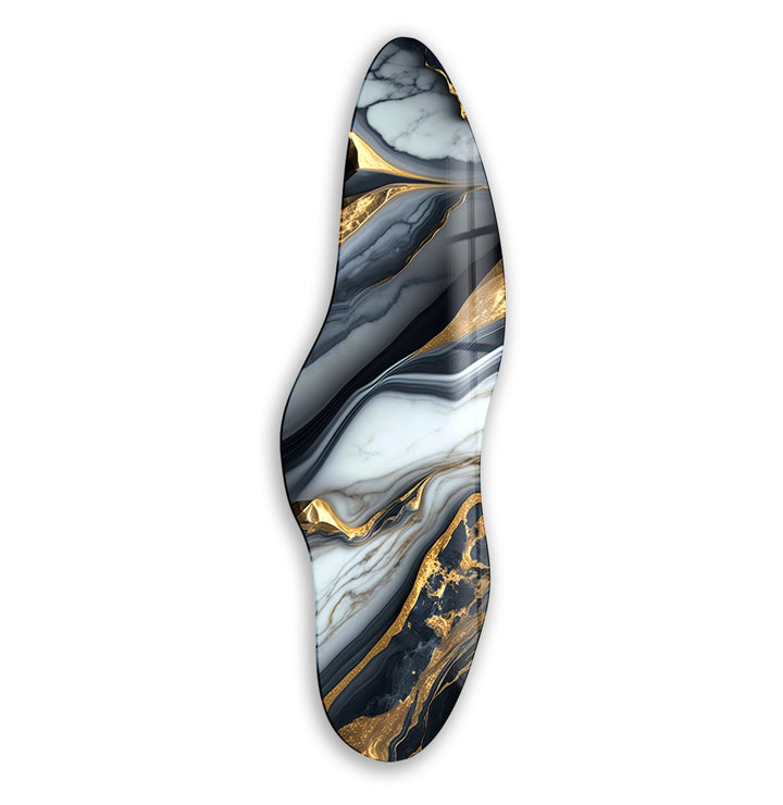 Gold & Black Marble Irregular Glass Wall Art, Glass Printing Wall Art, Print photos on glass
