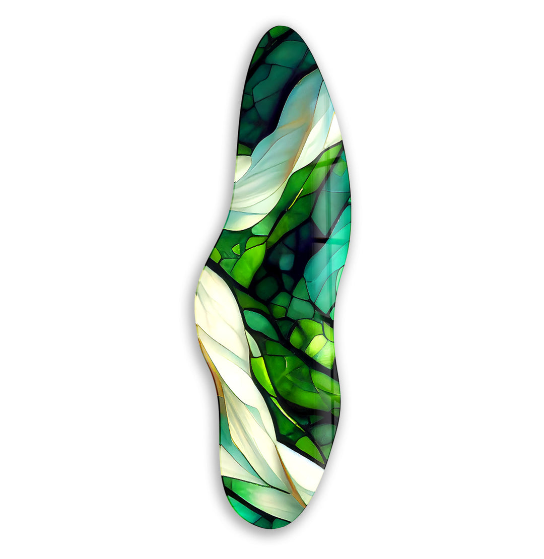 Emerald Green Stained Asymmetrical Glass Wall Art, glass image printing, glass prints from photos
