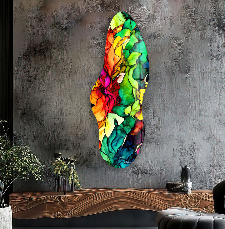 Decorative Green Watercolor Irregular Glass Wall Art, glass pictures for Wall, glass prints wall art
