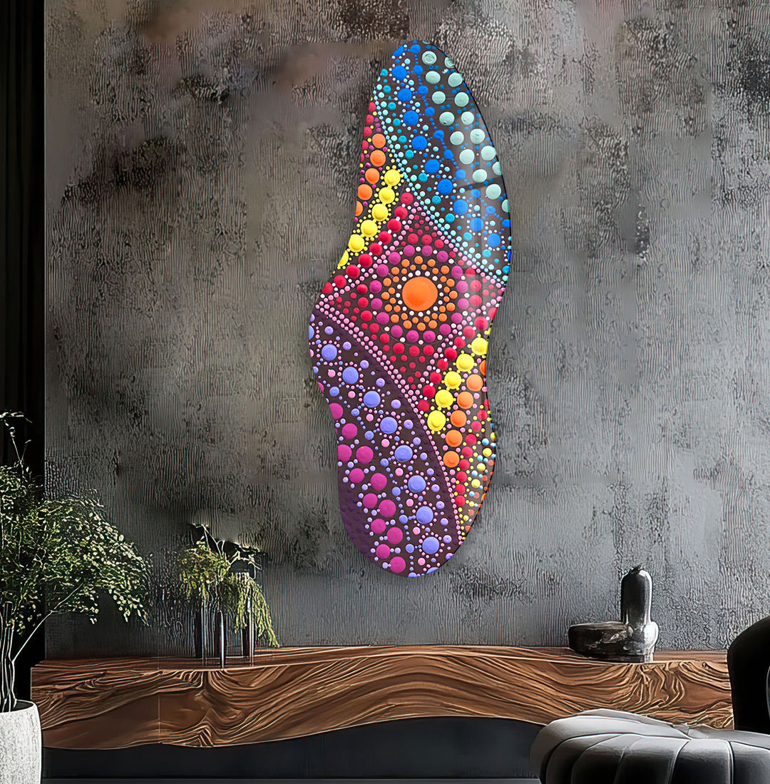 Pink Mosaic Decorative Irregular Glass Wall Art, glass photo prints, glass picture prints
